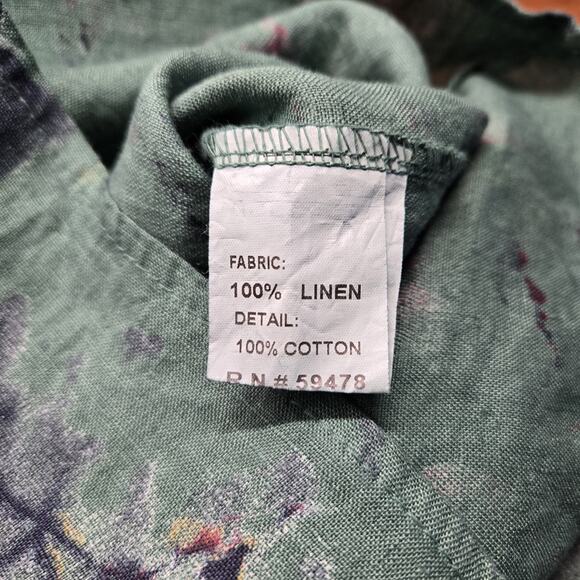 Bellambra Pure Linen Shift Dress sz XS Green Print Sleeveless Tie Neck Italy - Picture 8 of 12